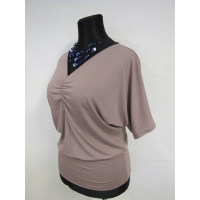 Bluzka Marika - maxi kimono z dekoltem i marszczeniem